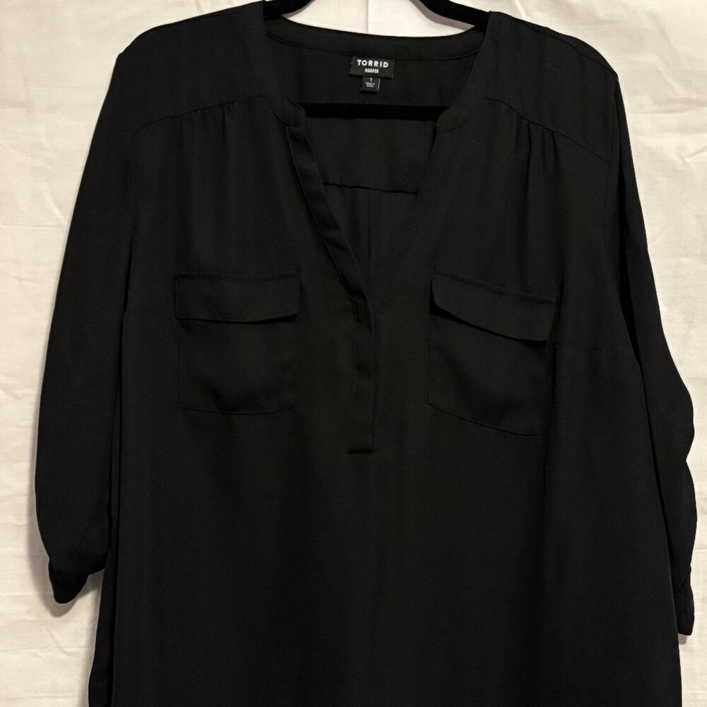 Torrid Harper Georgette Pullover 3/4 Sleeve Blouse Sz 1
